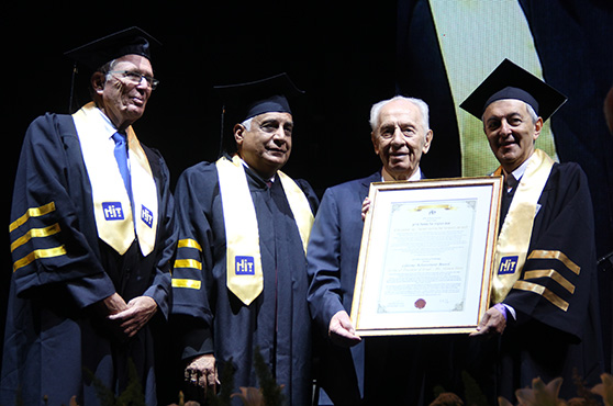 Prof. Eduard Yakubov, Mr. Shimon Peres, Mr. Pini Cohen, Mr. Zvi Trop, Mr. Dan Kaner