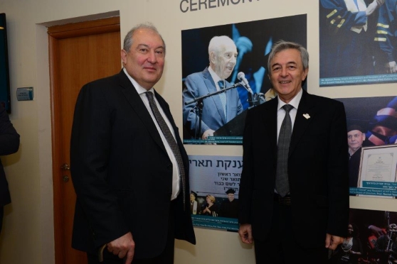from left to right: Dr. Sarkissian - President of Armenia, Prof.  Yakubov, President of HIT