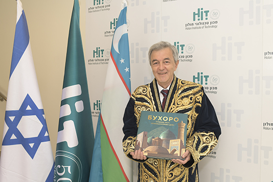 Prof. Yakubov, HIT's president with traditional  clothing