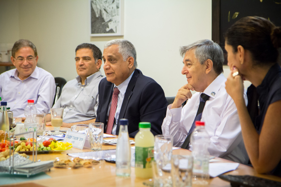 From right to left: Prof. Yakubov, President of HIT; Mr. Cohen, Chairman of the Board of Trustees ; and Vice Presidents Prof. Haridim and Prof. Frank.