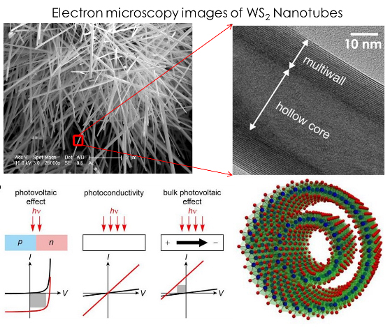 Electron microscopy images of WS2 Nanotubes