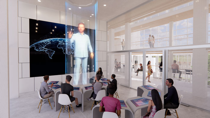 הדמייה: כיתת הולוגרמה | קורל שלמה, בוגרת המחלקה לעיצוב פנים HIT